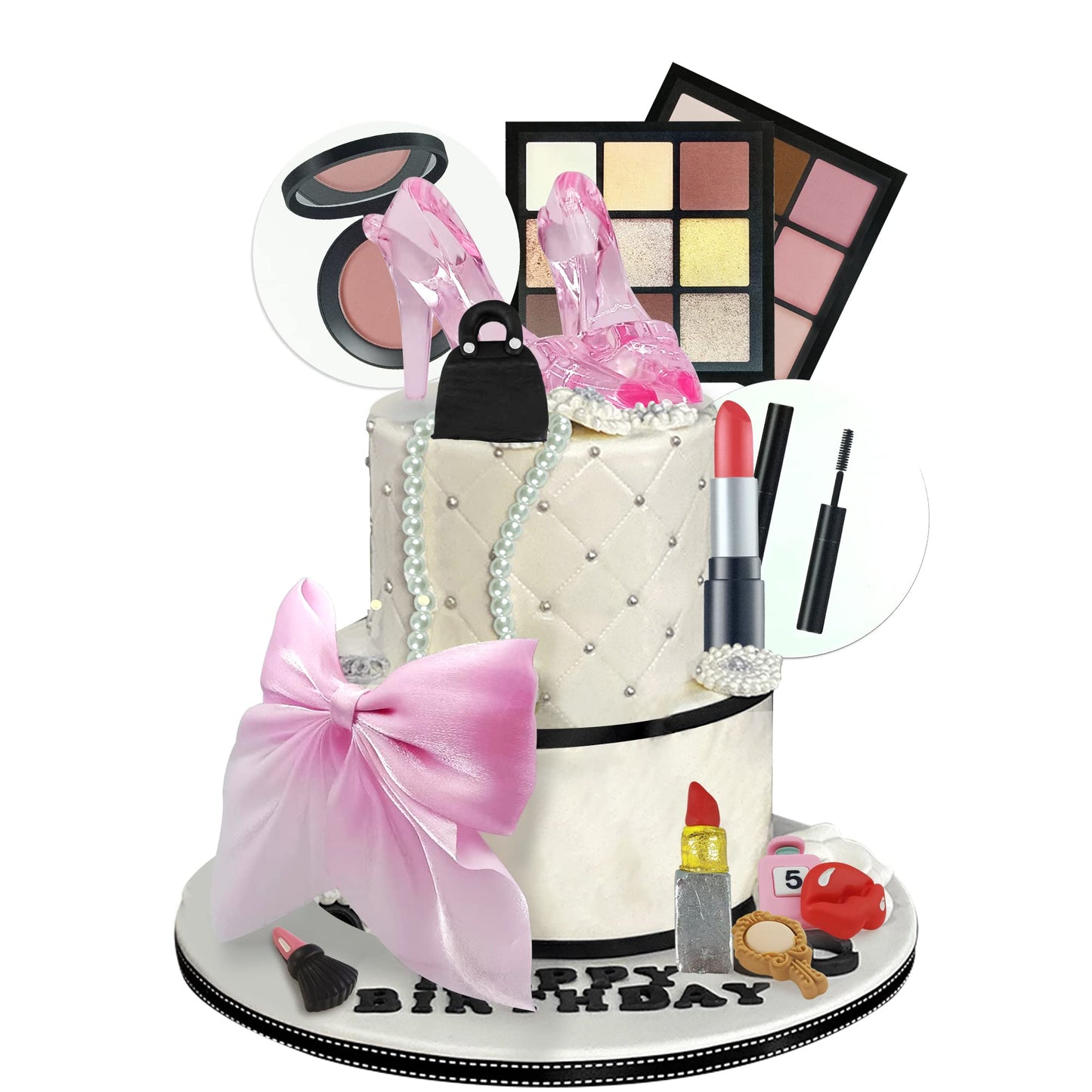 15Pcs Makeup Cake Toppers Makeup Cake Decorations Birthday Cake Decorations Bridal Shower Cake Topper Makeup Birthday Party Supp