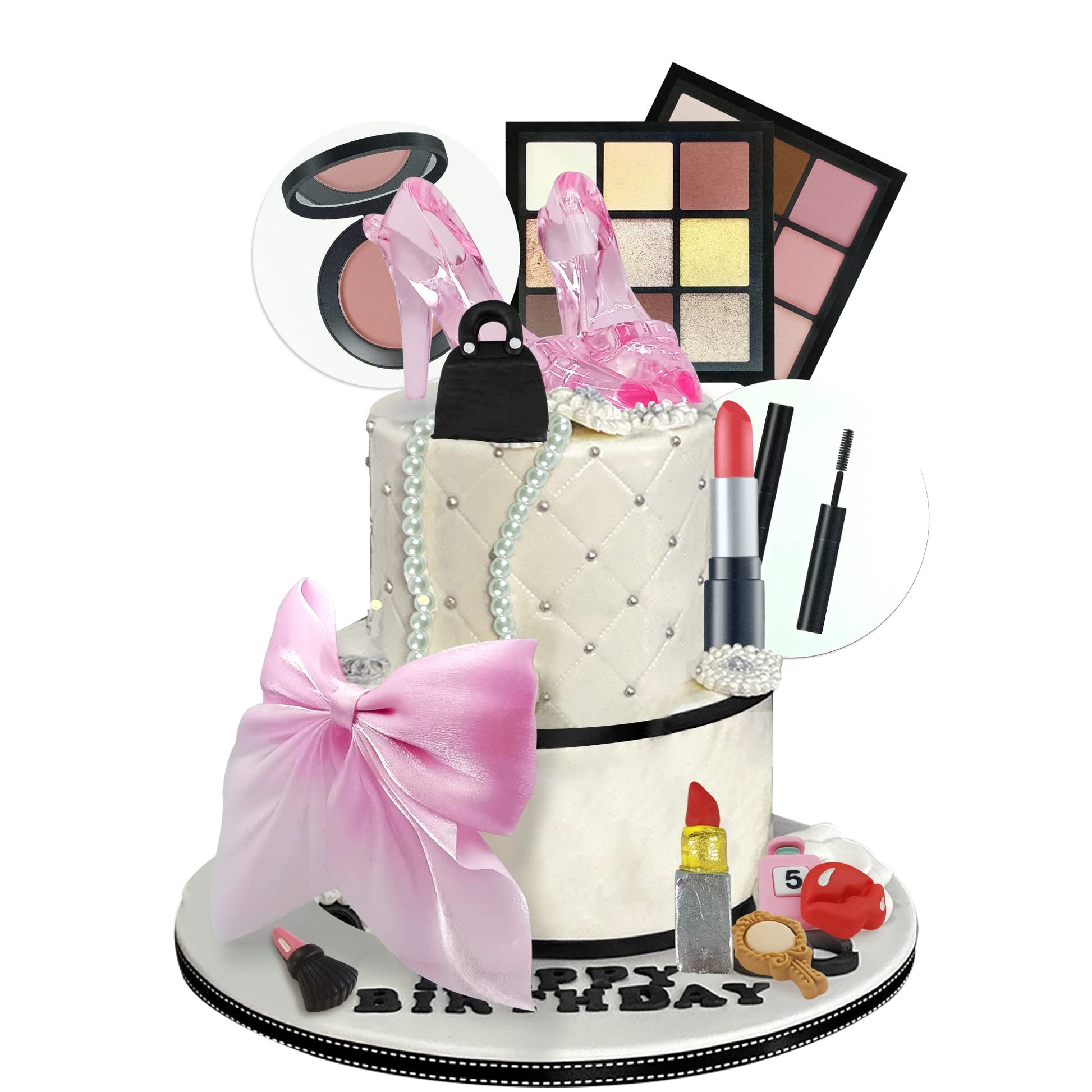 15Pcs Makeup Cake Toppers Makeup Cake Decorations Birthday Cake Decorations Bridal Shower Cake Topper Makeup Birthday Party Supp