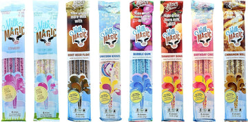 Milk Magic Sweet And Savory Bundle Milk Flavoring Straw | Gluten-Free Bpa Free Non-Gmo Low In Sugar All-Natural Flavor Straws | Encourage Milk Drinking With Flavor-Filled Straws - Pack Of 8