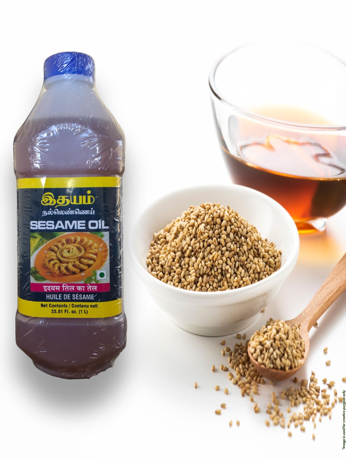 Idhayam Sesame Oil - Premium Cooking Oil for Frying & Dressing, 1L (34 Fl.Oz.) - No Added Chemicals or Preservatives