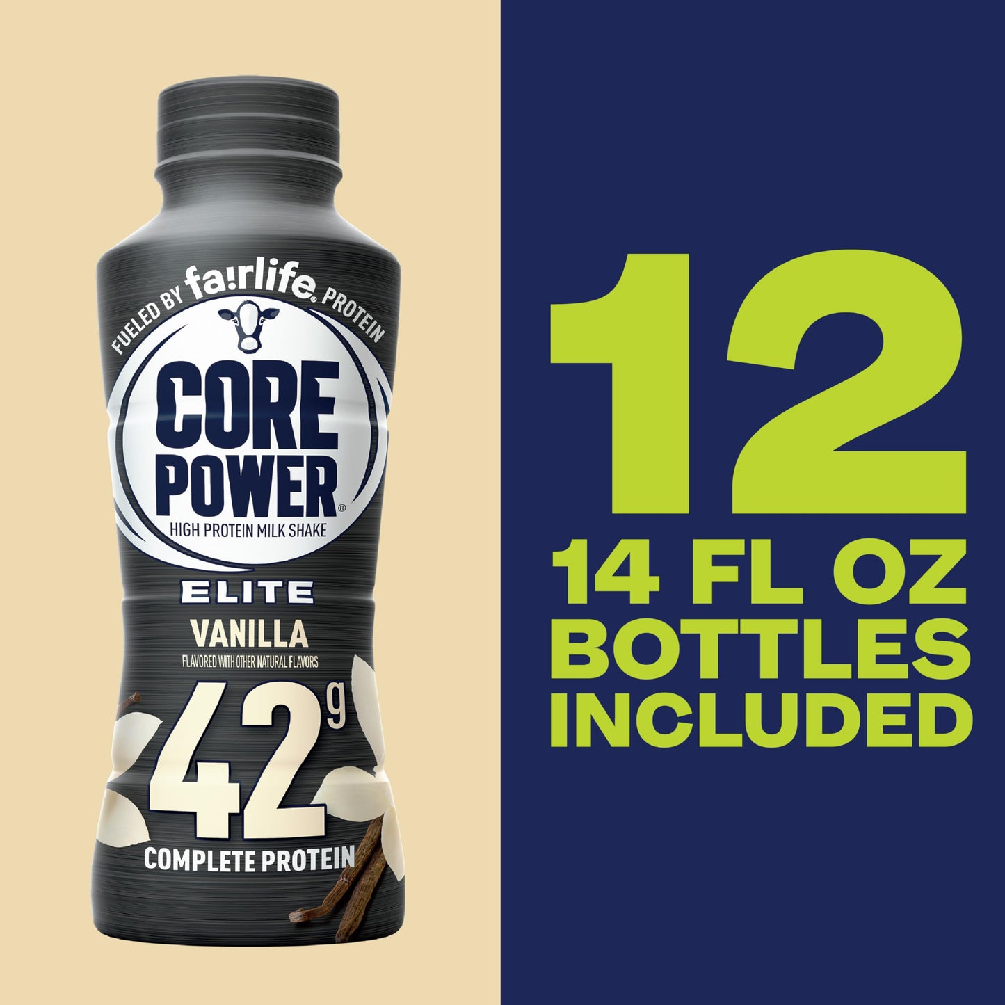 Core Power high-standard High Protein Shake, Vanilla, 14oz Bottle, 12 Pack, UPC-62