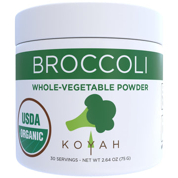KOYAH - Organic USA Grown Broccoli Powder (1 Scoop Equivalent to 1/4 Cup Fresh): 30 Scoops, Freeze-dried, Whole-Vegetable Powder