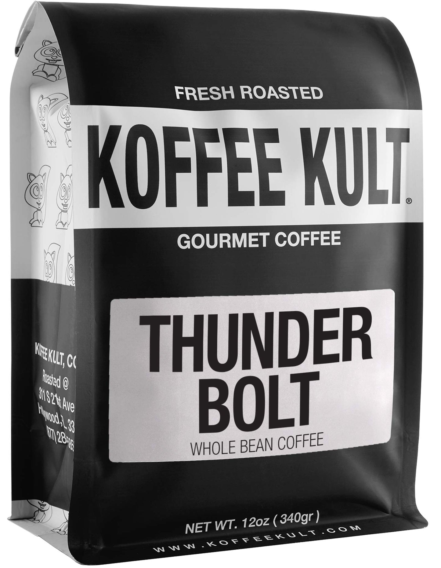 Koffee Kult Thunder Bolt Dark Roast Coffee Beans  Whole Bean  Fresh Roasted  100% Arabica Robust Blend Of Colombian And Brazil Whole Beans 12Oz