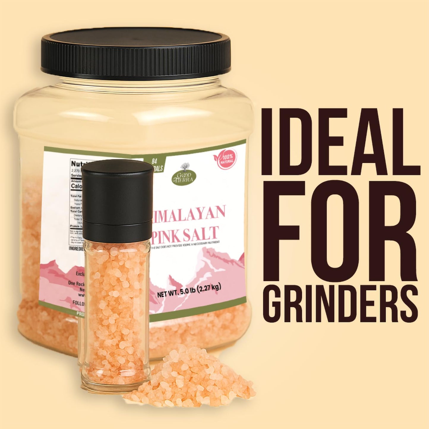 GOOD TIERRA Himalayan Pink Salt - Coarse 5 lb (4 Pack) - Ideal for Bath, Table Grinders, and Spice Jars