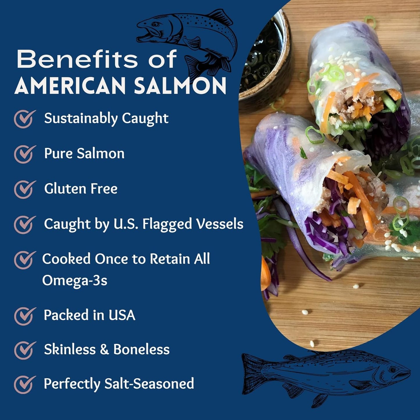 American Tuna Sushi-Grade Wild Alaskan Pink Salmon, Skinless & Boneless, 6 oz Cans, Pack of 6, MSC Certified, Sustainably Caught