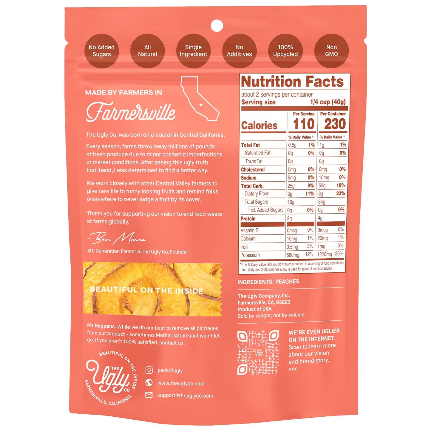 Dried & Sliced Peaches - Pack of 3 (3oz)