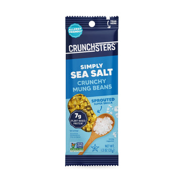 Crunchsters Sprouted Mung Beans, Plant-Based Protein Super-Snack and Salad Topper, Gluten-Free, Nut-Free, Vegan, 7g Protein/Serv