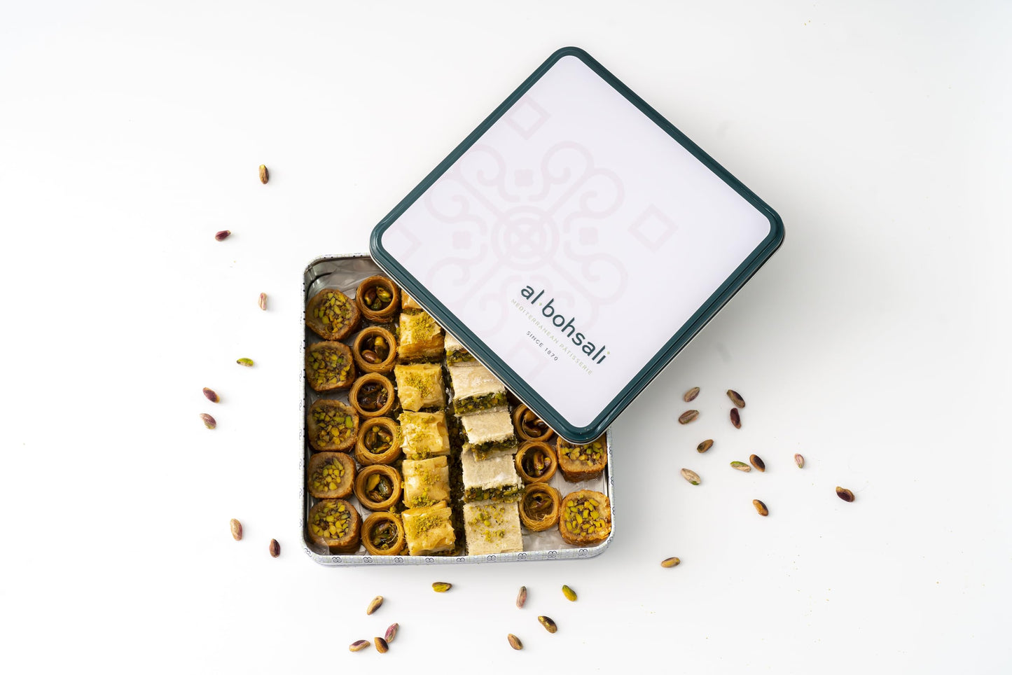 Al Bohsali 1870 - Premium Mediterranean Pistachio Baklava Mix (34 Pieces)