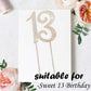Hatcher lee Bling Crystal Cake Topper - 13th Birthday Decorations, Gold, Model HCL-004, Metal Material