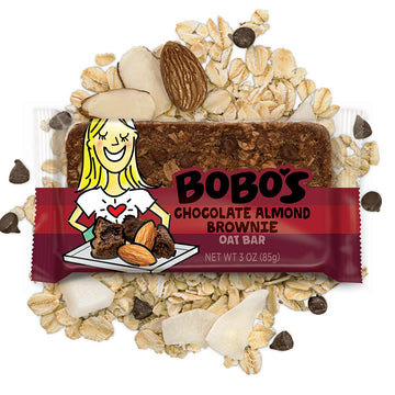 Bobo'S Oat Bars, Gluten Free Bars, Chocolate Almond Brownie, Pack Of 12