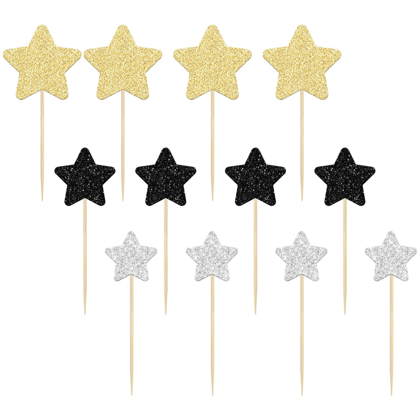 Gyufise 42Pcs Star Cupcake Toppers Glitter Assembled Twinkle Star Cupcake Picks Wedding Engagement Bridal Shower Birthday Party