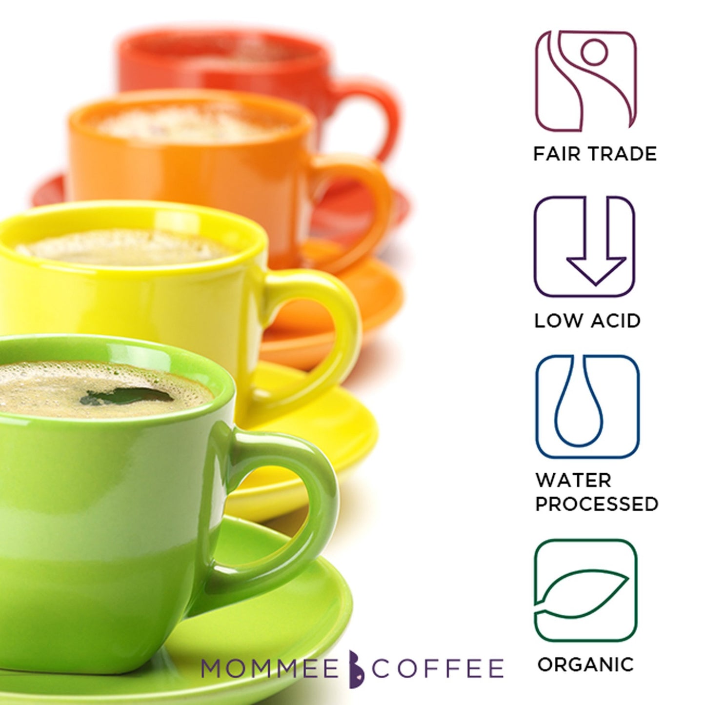 MOMMEE COFFEE Quarter Caf Ground Coffee - 100% Arabica, Low Acid, Medium Grind - 11 oz, Green