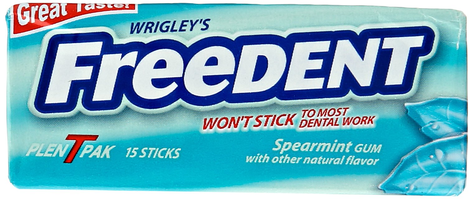 Wrigleys Freedent Gum Plen T Packs, Spearmint, 15 ct