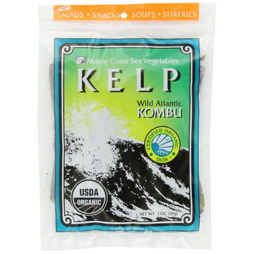 Maine Coast Sea Vegetables Kombu Sugar Kelp Leaf Bag | Organic Sea  | Low Sodium Salt Alternative | Rich in Iodine | Ideal for Soups, Salads, Cooking | 2 Oz / 56 g (Pack of 1)
