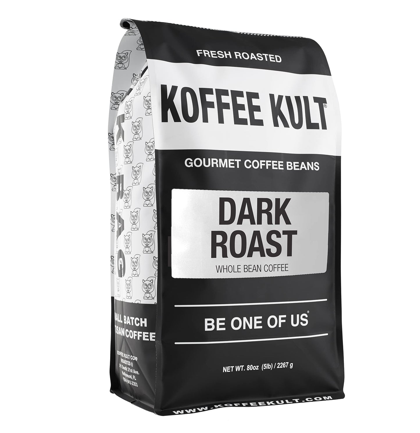 Koffee Kult Dark Roast Whole Bean Coffee - Small Batch Gourmet 100% Arabica - 5 Pound Pack