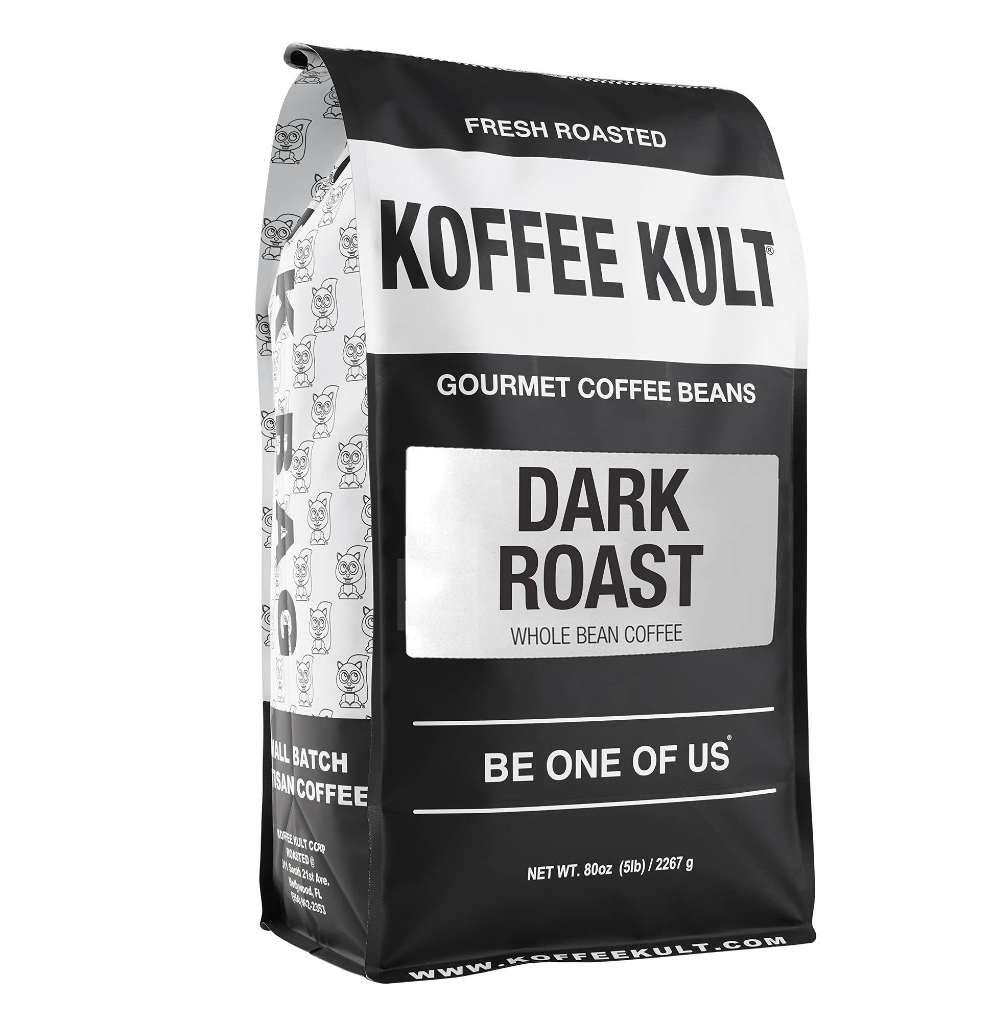 Koffee Kult Dark Roast Whole Bean Coffee - Small Batch Gourmet 100% Arabica - 5 Pound Pack
