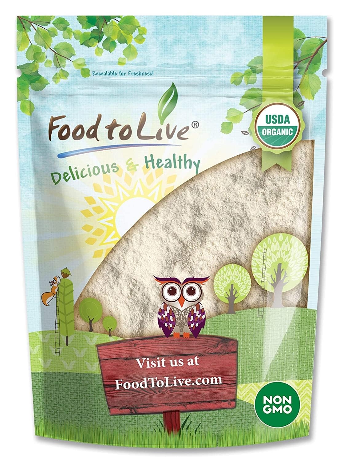 Food to Live Organic Cassava Flour, 1 Pound - Non-GMO, Raw Yuca Root Powder, 100% Pure, Kosher, Vegan Superfood, Paleo, Bulk, Wh