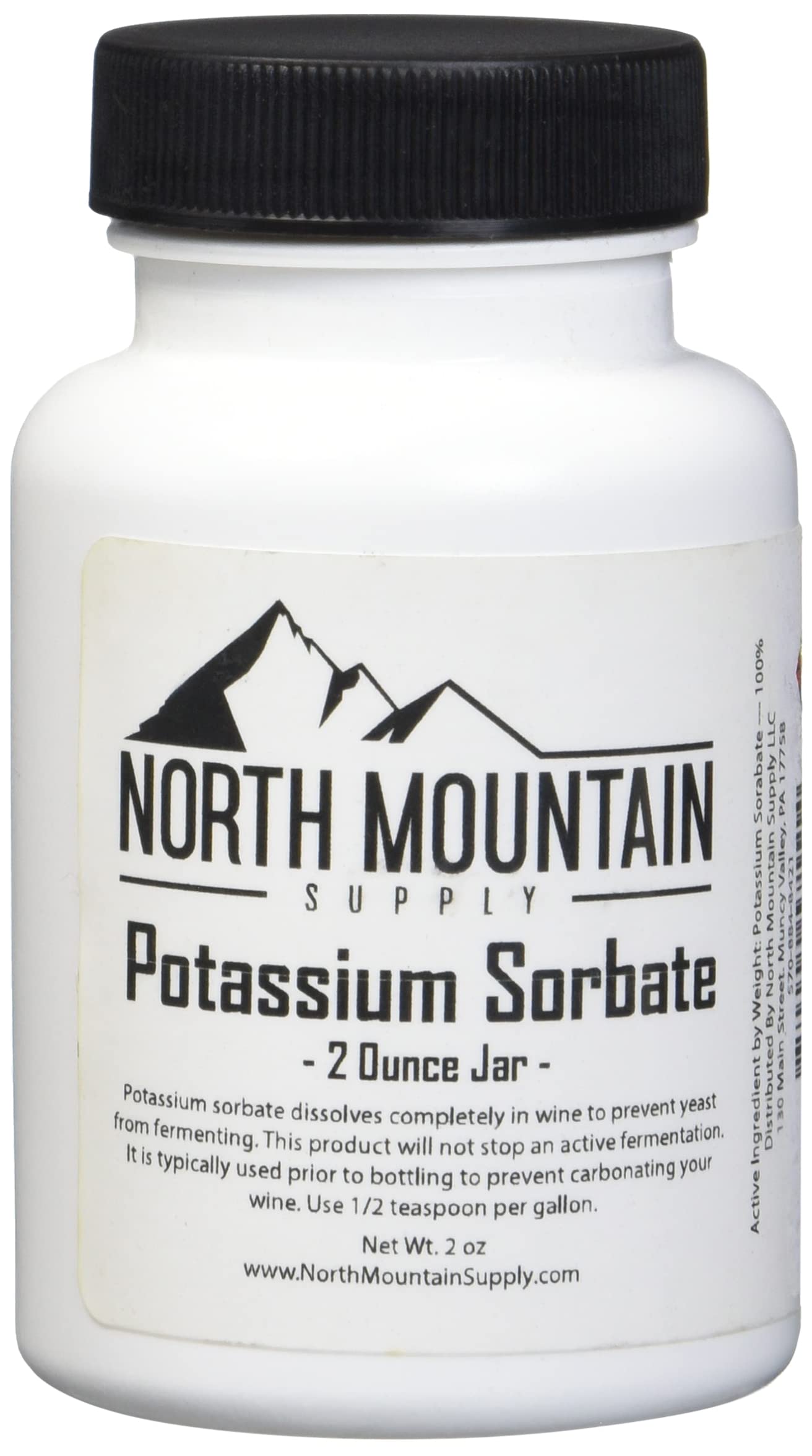 North Mountain Supply Potassium Sorbate Stabilizer - 2 Ounce Jar - Food Grade - Model Sorbate-2oz