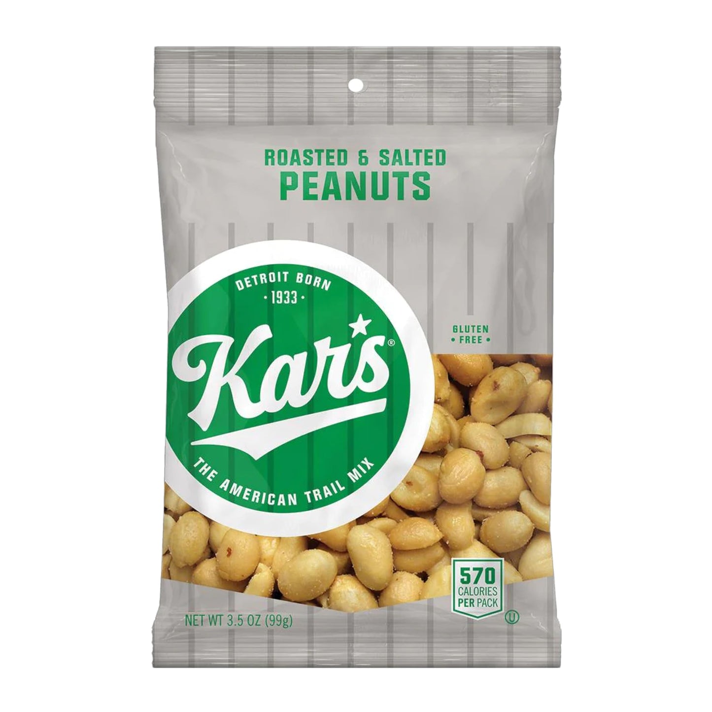 Kars Nuts Roasted & Salted Peanut Snacks, 3.5 oz Individual Snack Packs - Bulk Pack of 42, Gluten-Free Snack Mix