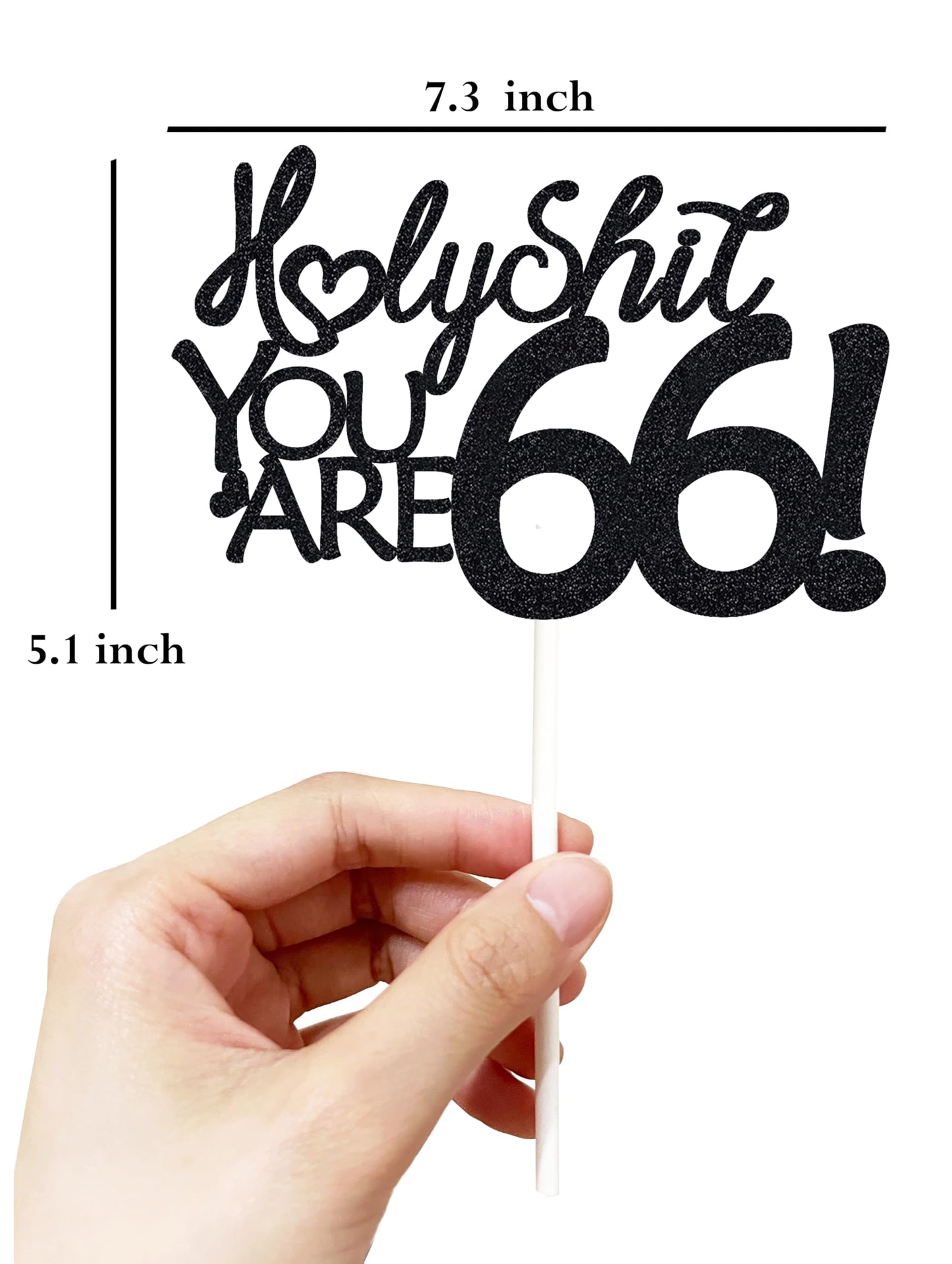 Happy 66Th Birthday Cake Topper 66 Birthday Cake Toppers-Black Glitter, Funny 66Th Cake Topper For Men For Women, 66Th Birthday