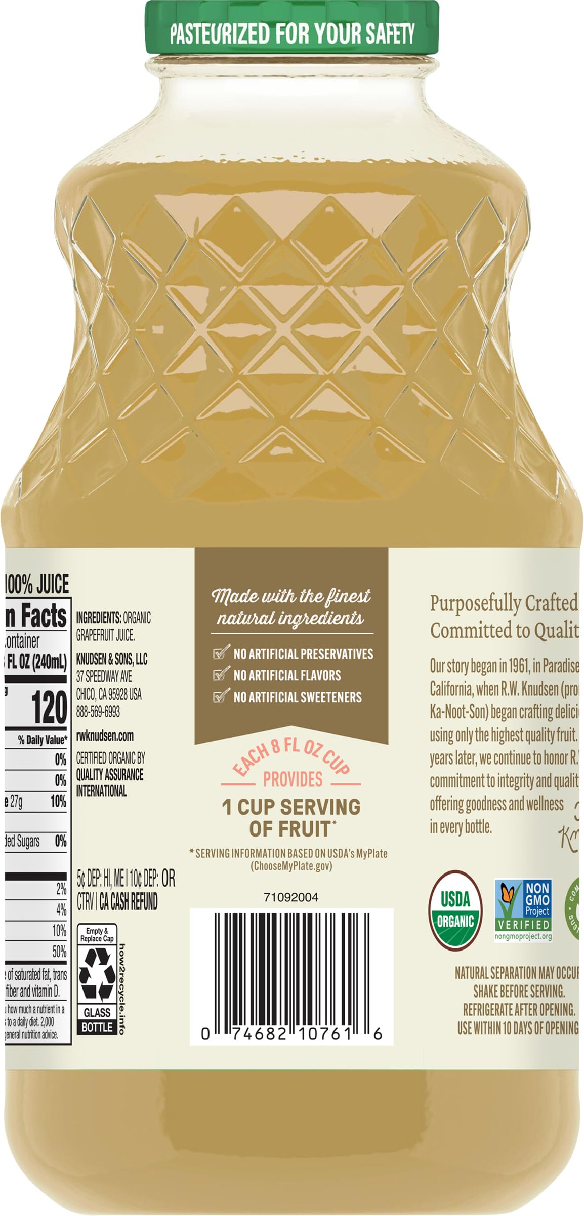 RW KNUDSEN Organic Grapefruit Juice, 32 FZ