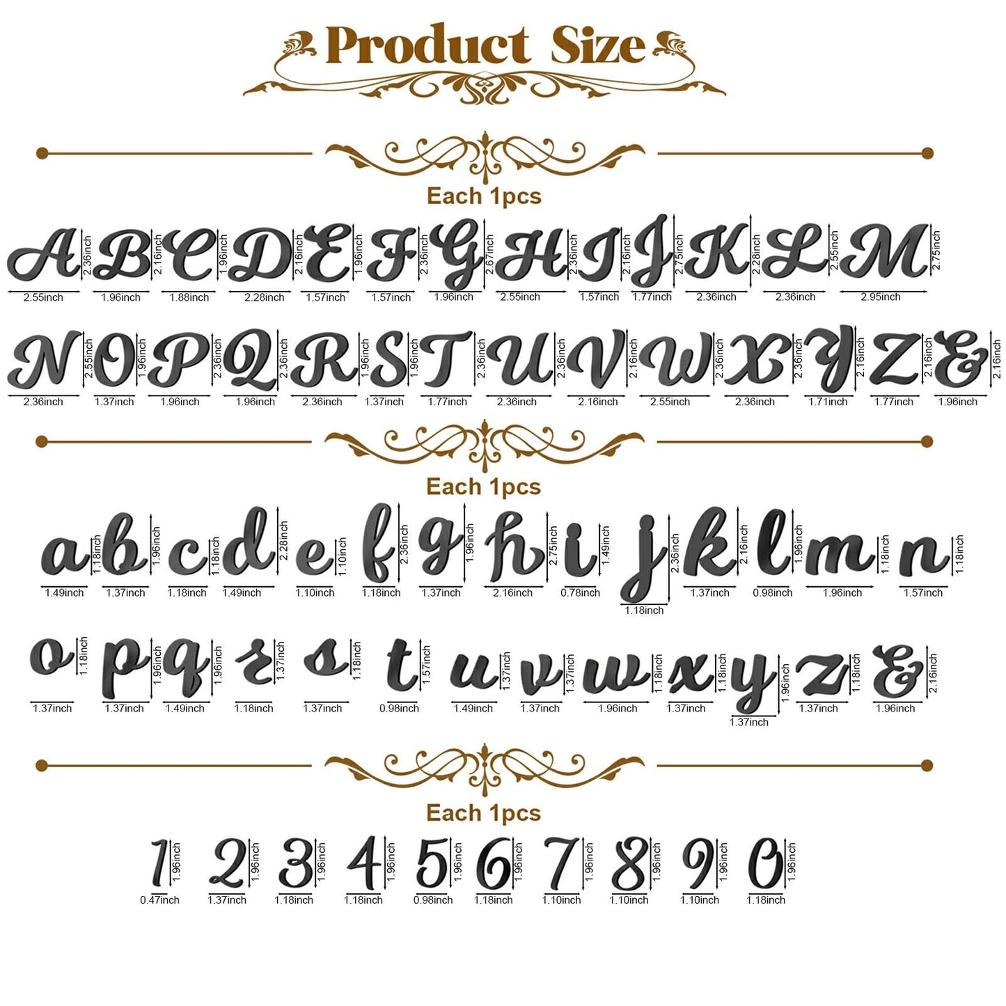 Jspupifip Acrylic Cake Toppers Set, 64 Pcs Mirror Alphabet & Numbers 0-9, Black, Model NQNODJAC9169, Wedding & Party Supplies