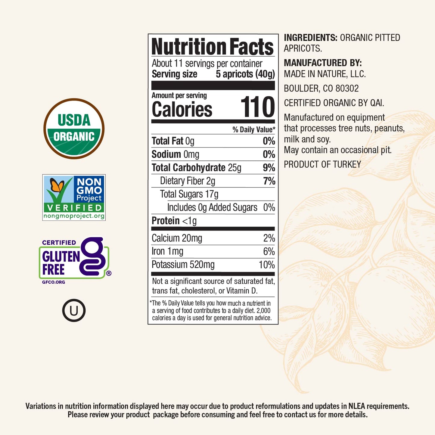 Made In Nature Organic Dried Apricots, 16 Ounce (Pack of 1) - Vegan Snack, Non-GMO, Unsulfured, Gluten Free, Kosher