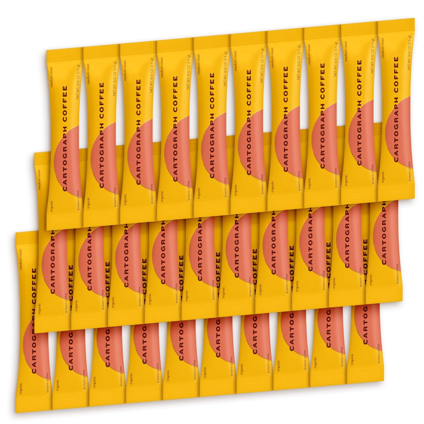 CARTOGRAPH COFFEE Organic Instant Coffee Packets - Medium Roast, 30 Pack, 0.12 Ounce Each, Gourmet Freeze Dried Espresso Sticks