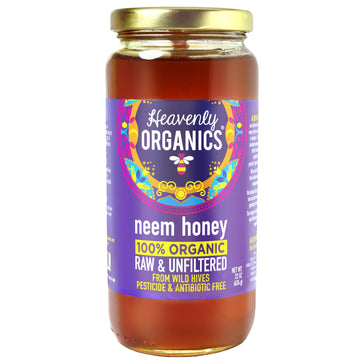 Heavenly Organics Raw Neem Honey - 22 Oz Jar, Lightly Filtered, Organic, Gluten-Free, Kosher, Non-GMO