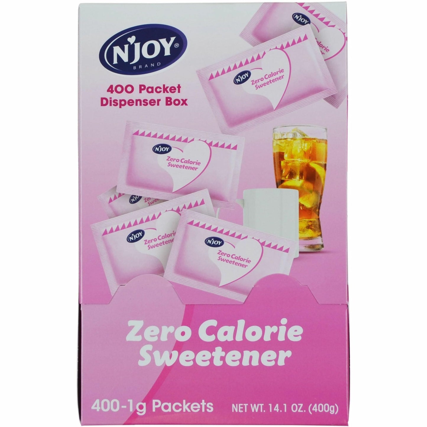 N'Joy Zero Calorie Sweetener | Pink Saccharin Packets | 400 Count | Kosher | Gluten Free And Sodium Free