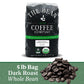 The Bean Organic Coffee Company Il Chicco (Traditional Italian Roast), Dark Roast, Whole Bean Coffee, 5-Pound Bag