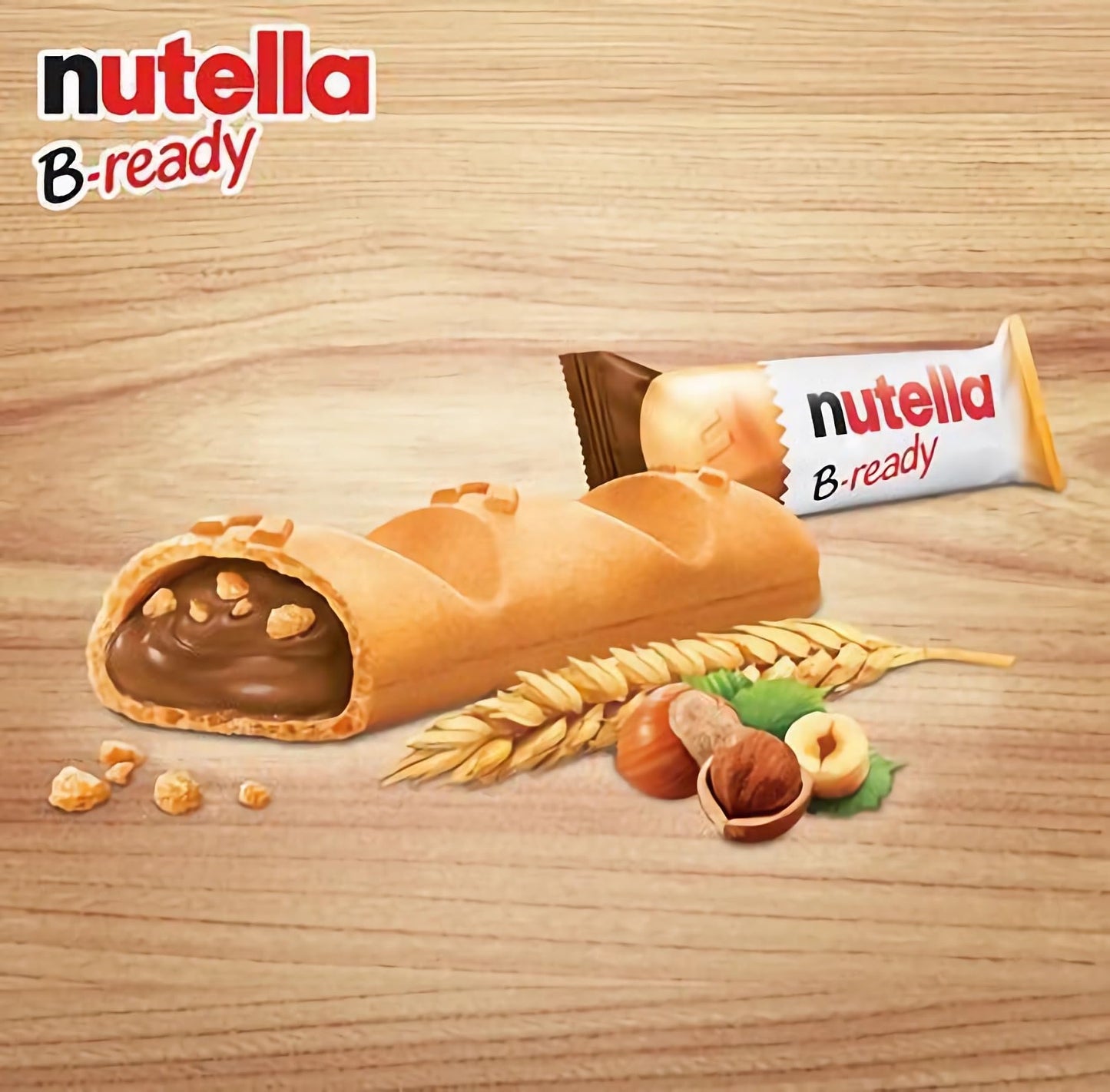 Ferrero: ''Nutella B-Ready '' A Crisp Wafer Of Bread In The Form Of Mini Baguette Stuffed With A Creamy Nutella 15 Pieces 10.13