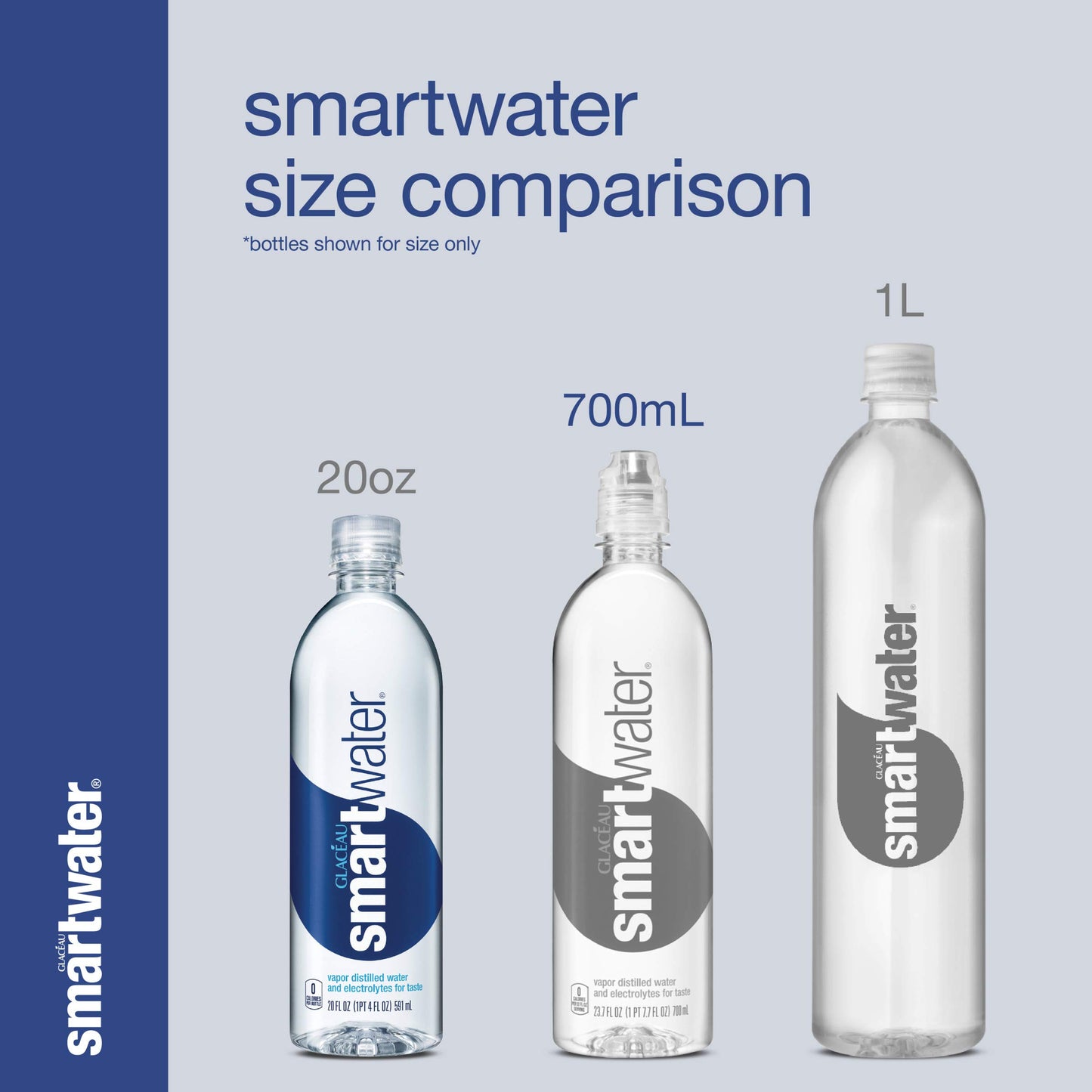 smartwater Vapor Distilled Water Bottles, 20 Fl Oz, 24 Pack