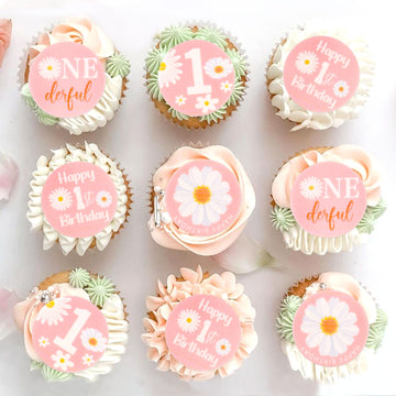 40 Pack Edible Daisy Cupcake Toppers Daisy One Spring Bridal Engagement Baby Shower Birthday Party Cupcake Picks Anniversary Par