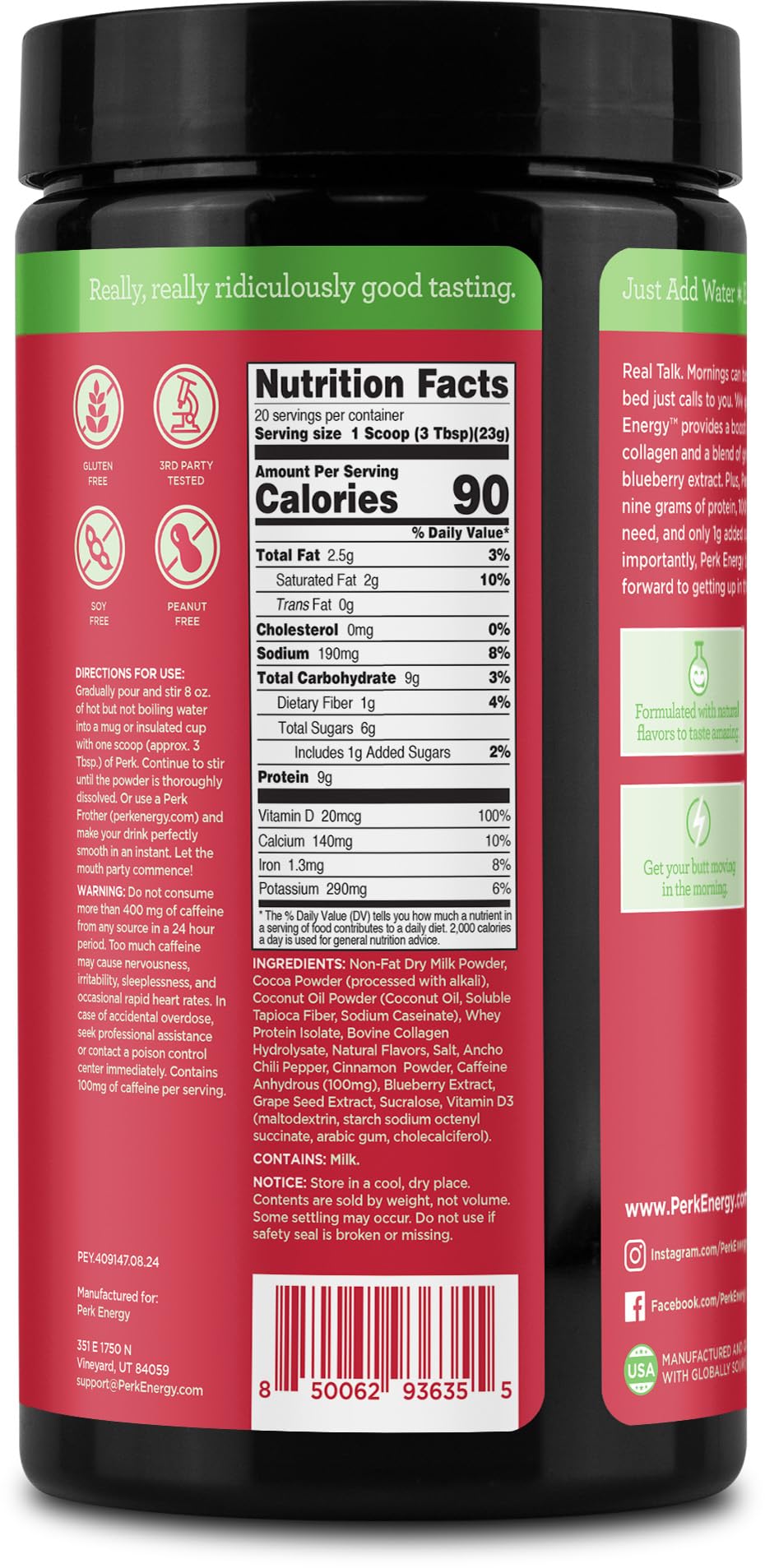 Perk Energy Original Mexican Hot Chocolate 20 Servings - Gluten Free