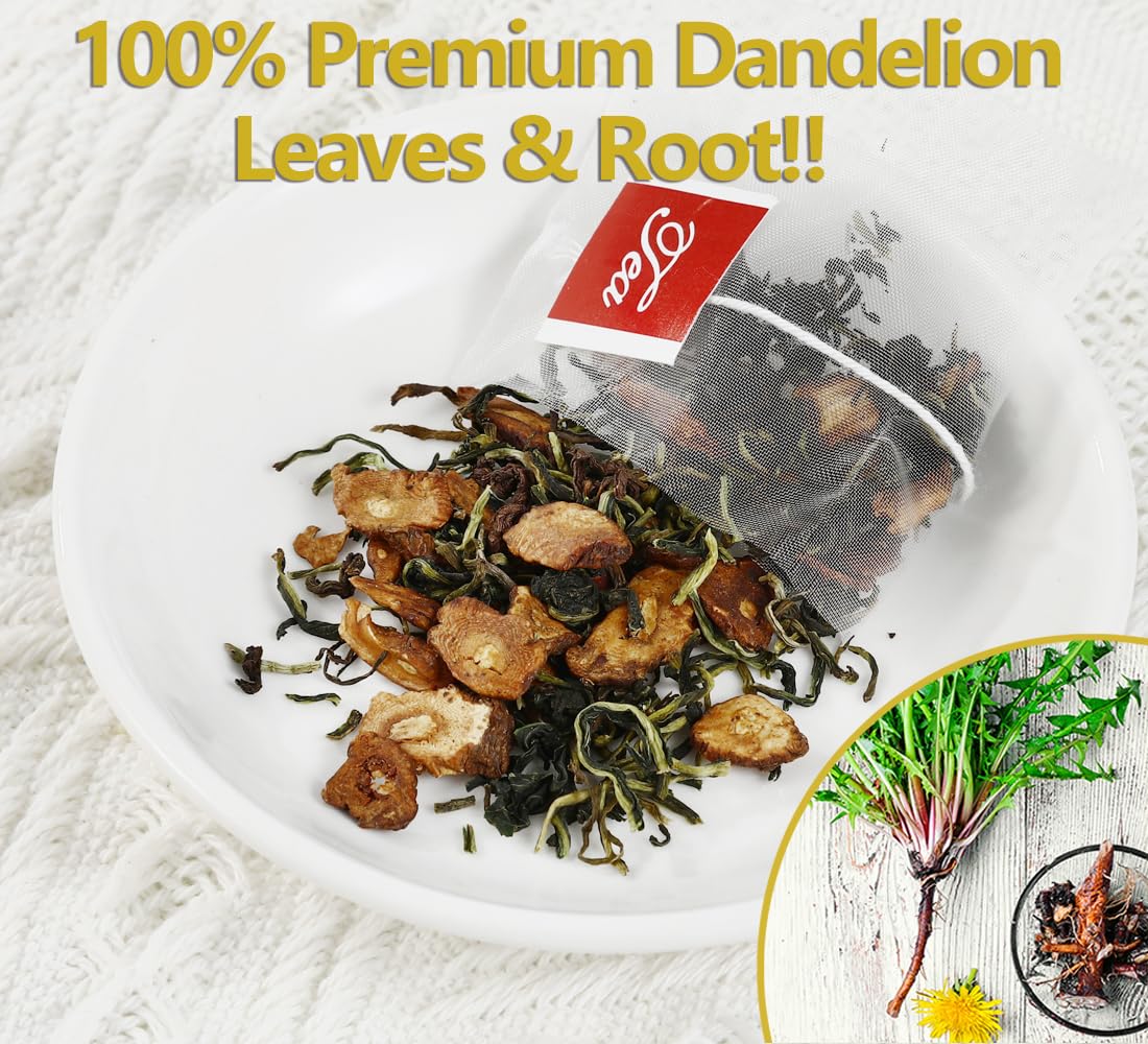 ULTHMOK Premium Dandelion Leaf & Root Tea, Caffeine Free, 50 Tea Bags, 3.53 Oz, Supports Digestion & Immune System