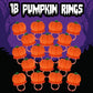 Halloween Candy Ring Pops  18 Pieces of Halloween Hard Candy Individually Wrapped  Perfect Pumpkin Suckers for Trick or Treaters and Party Favors  Ideal Candy Rings for Sharing and Snacking