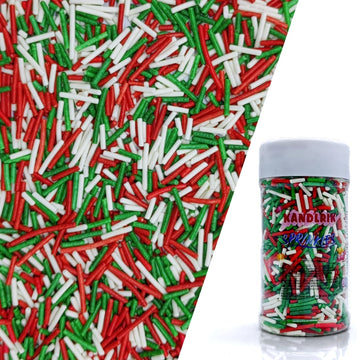 Red & White & Green Christmas Jimmy Sprinkles Edible Mix Size Jimmies Cake Decorations Soft Jimmies for Topping Ice Cream, Cooki