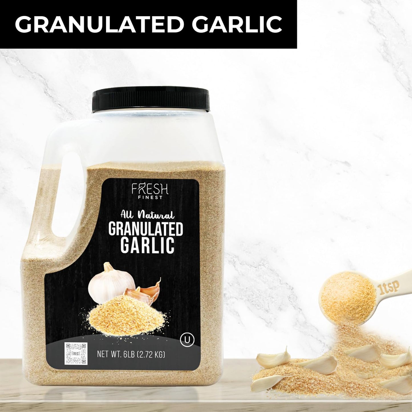 Fresh Finest Granulated Garlic Seasoning - Kosher Certified, Ideal for Cooking - 6 LB