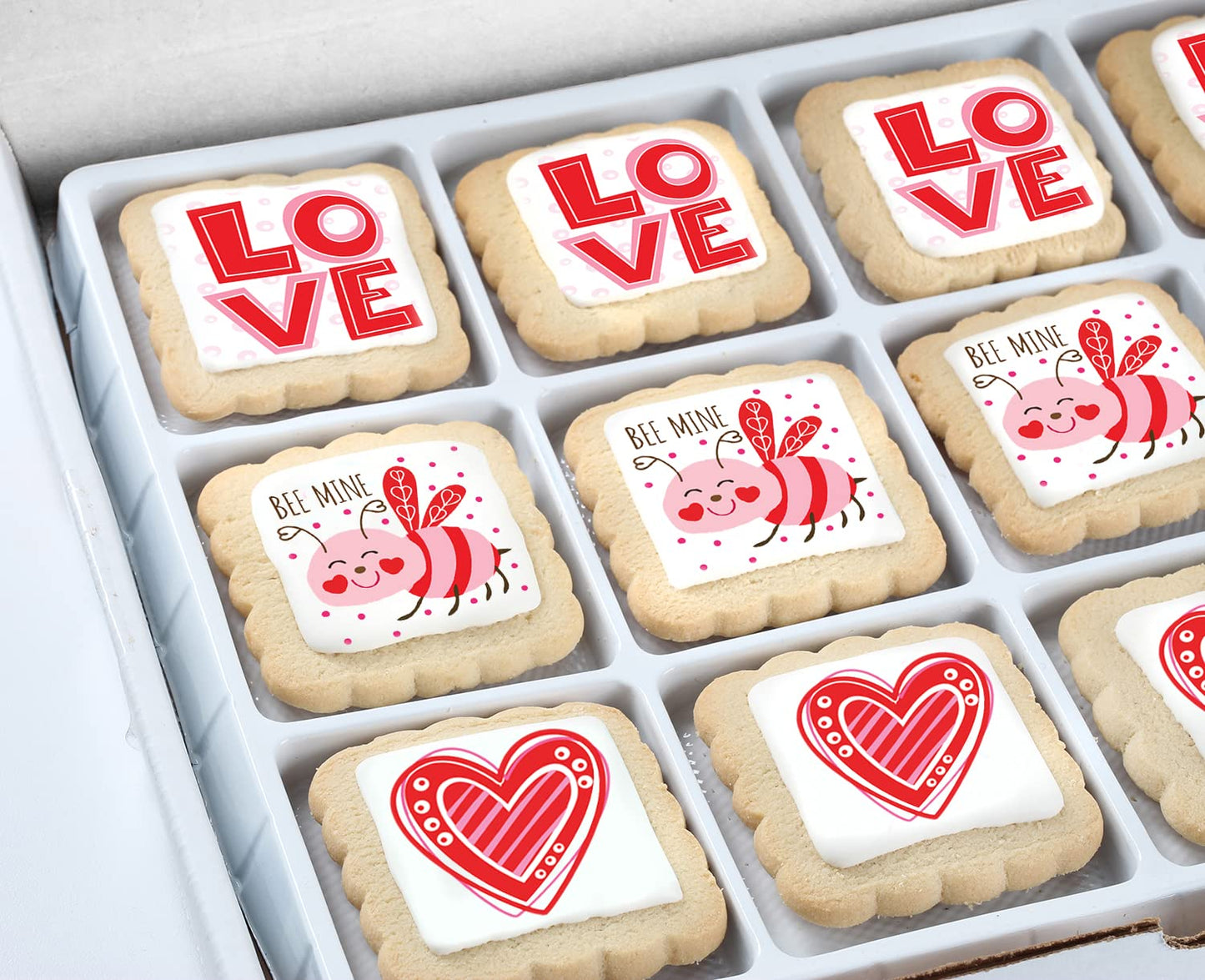 Valentines Day Cookies Class Favors Gift Basket For Kids Men Women Co Workers Teacher | Individually Wrapped | 24 Pack | Love Heart Be Mine (Extra Large)