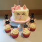 YCTHUNFISH Cat Cupcake Toppers - 24 Pack Black Glitter Kitten Theme, Small Size, Ideal for Baby Shower, Kids Birthday, Wedding Party