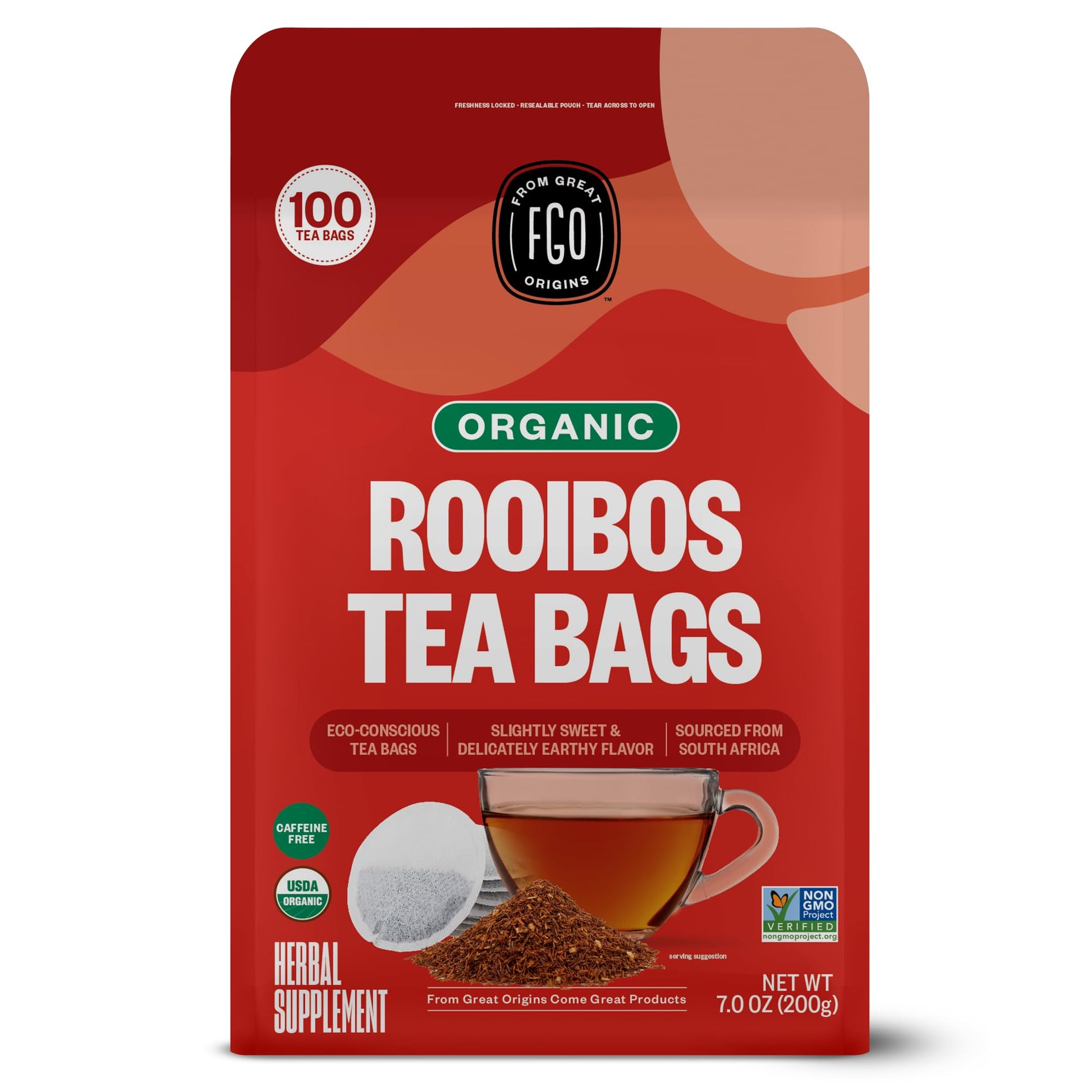 Fgo Organic Rooibos Tea, Eco-Conscious Tea Bags, 100 Count, Packaging May Vary (Pack Of 1)