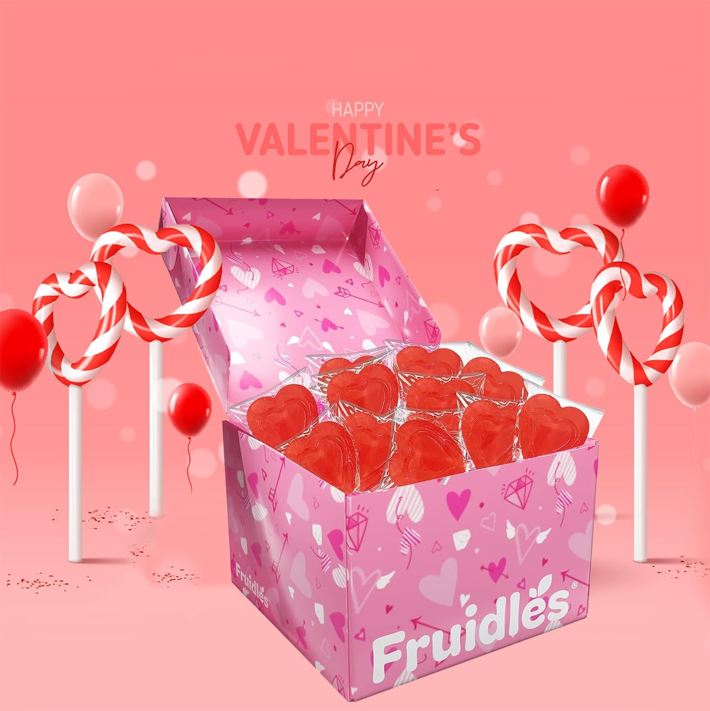 The Dreidel Company Valentines Day Lollipops Red Double Heart Shaped Cherry Flavored, Individually Wrapped (480-Pack)