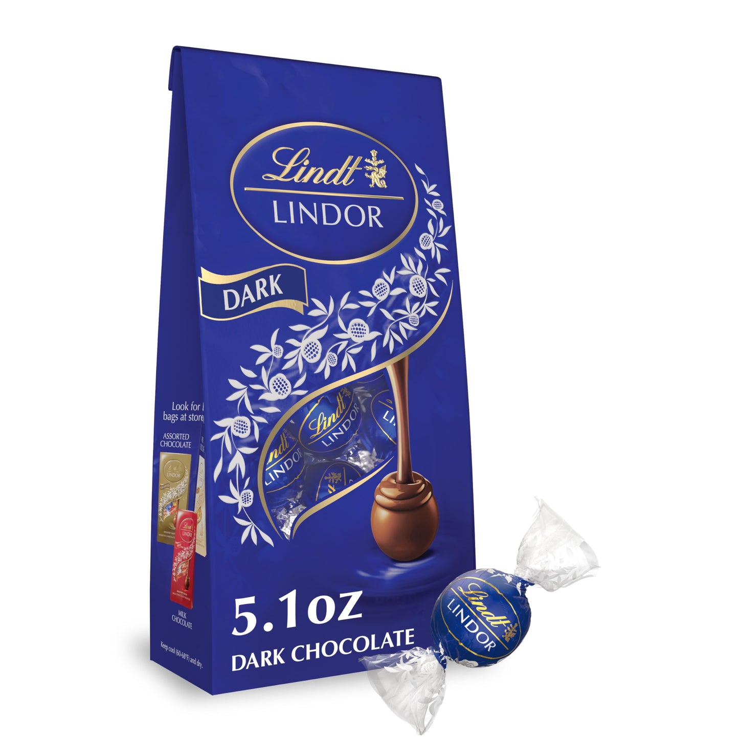 Lindt Lindor Dark Chocolate Truffles, Dark Chocolate Candy With Smooth, Melting Truffle Center, Great For Gift Giving, 5.1 Oz. Bag (6 Pack)