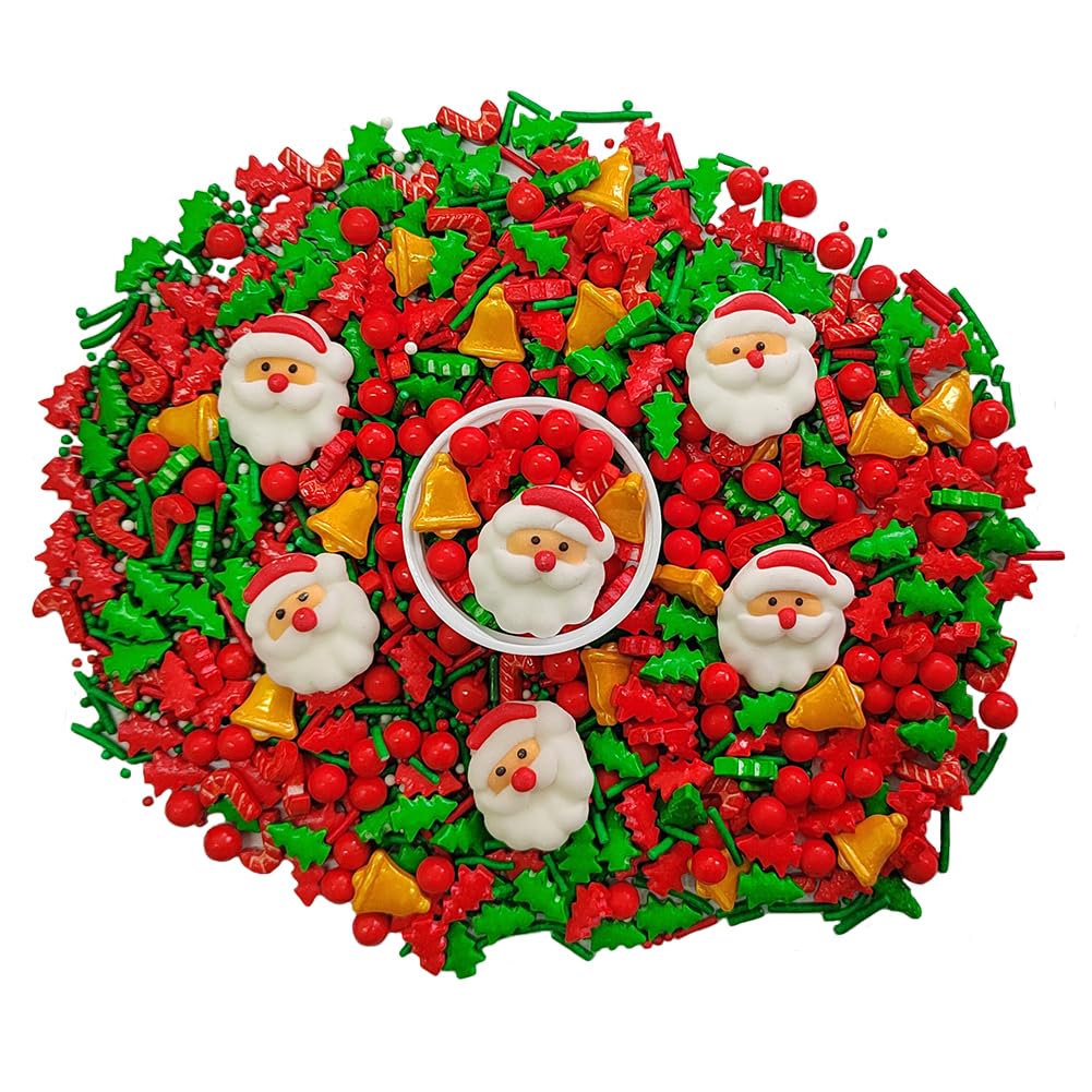 1 Bottle Christmas Sprinkles For Cookie Decorating Cake Toppers Christmas Tree Bells Candy Cupcake Topper Dessert Sprinkle Decor