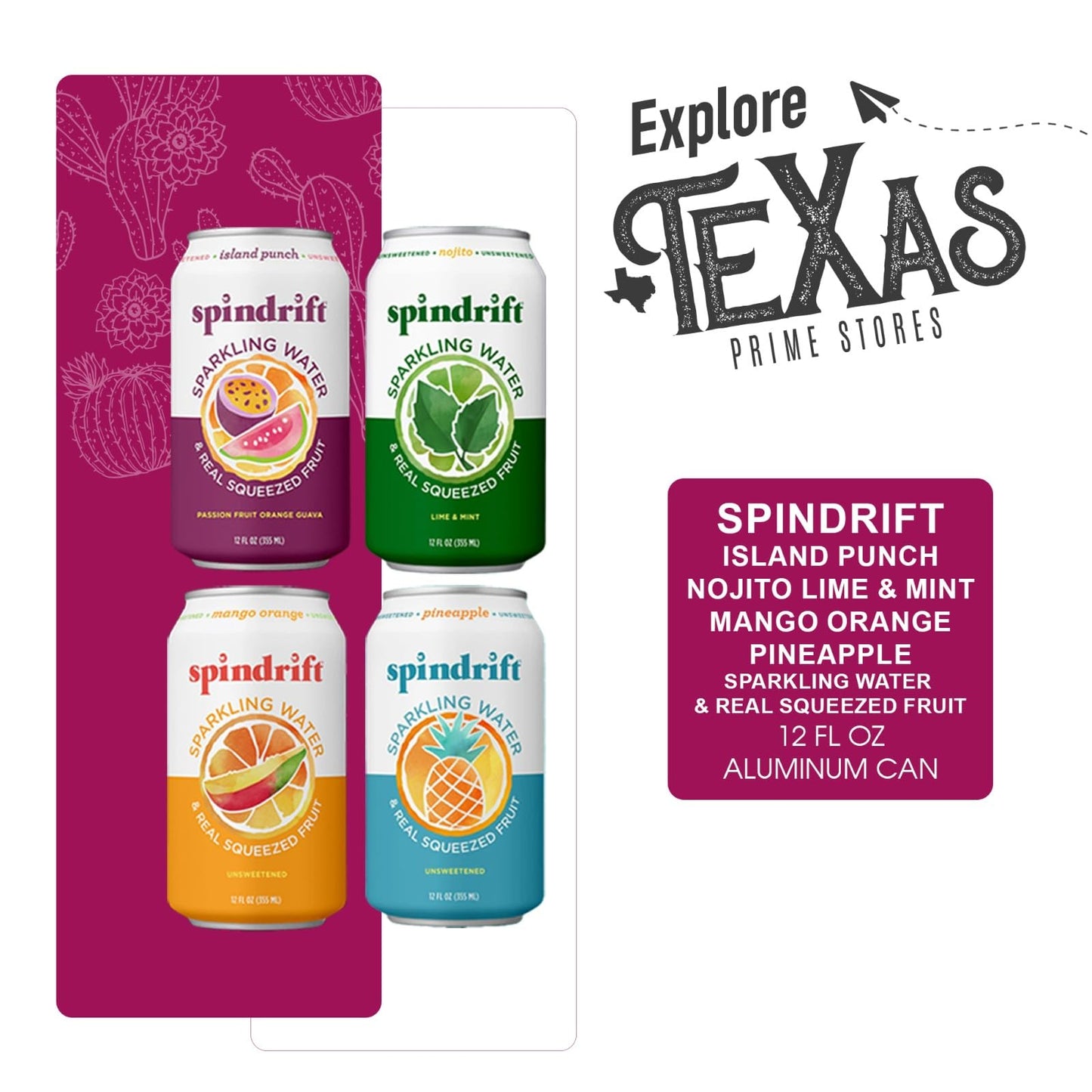 Spindrift 20- Pack of Tropical Collection Sparkling Water & Real Squeezed Fruit 12 fl oz Can