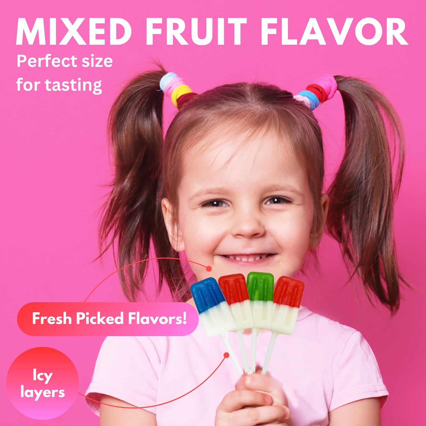 Fresh Finest Popsicle Shaped Ice Cream Lollipops - Individually Wrapped Suckers, Multicolor Lollipops Best For Summer, Goodie Ba