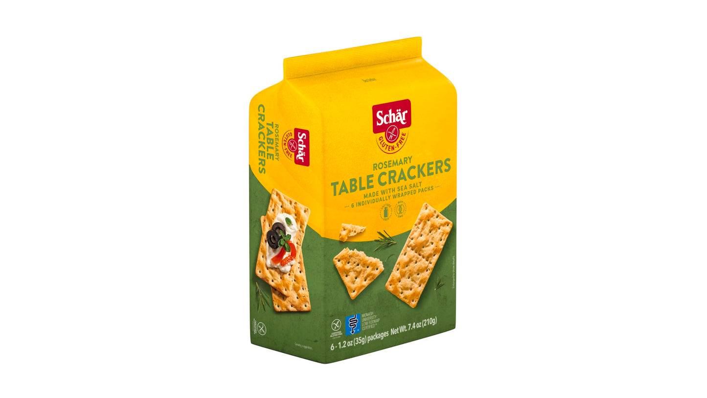 Schar Rosemary Table Crackers 5-Pack - Gluten-Free, Lactose-Free, Non-GMO Crisp Crackers with Savory Rosemary Flavor - Portable