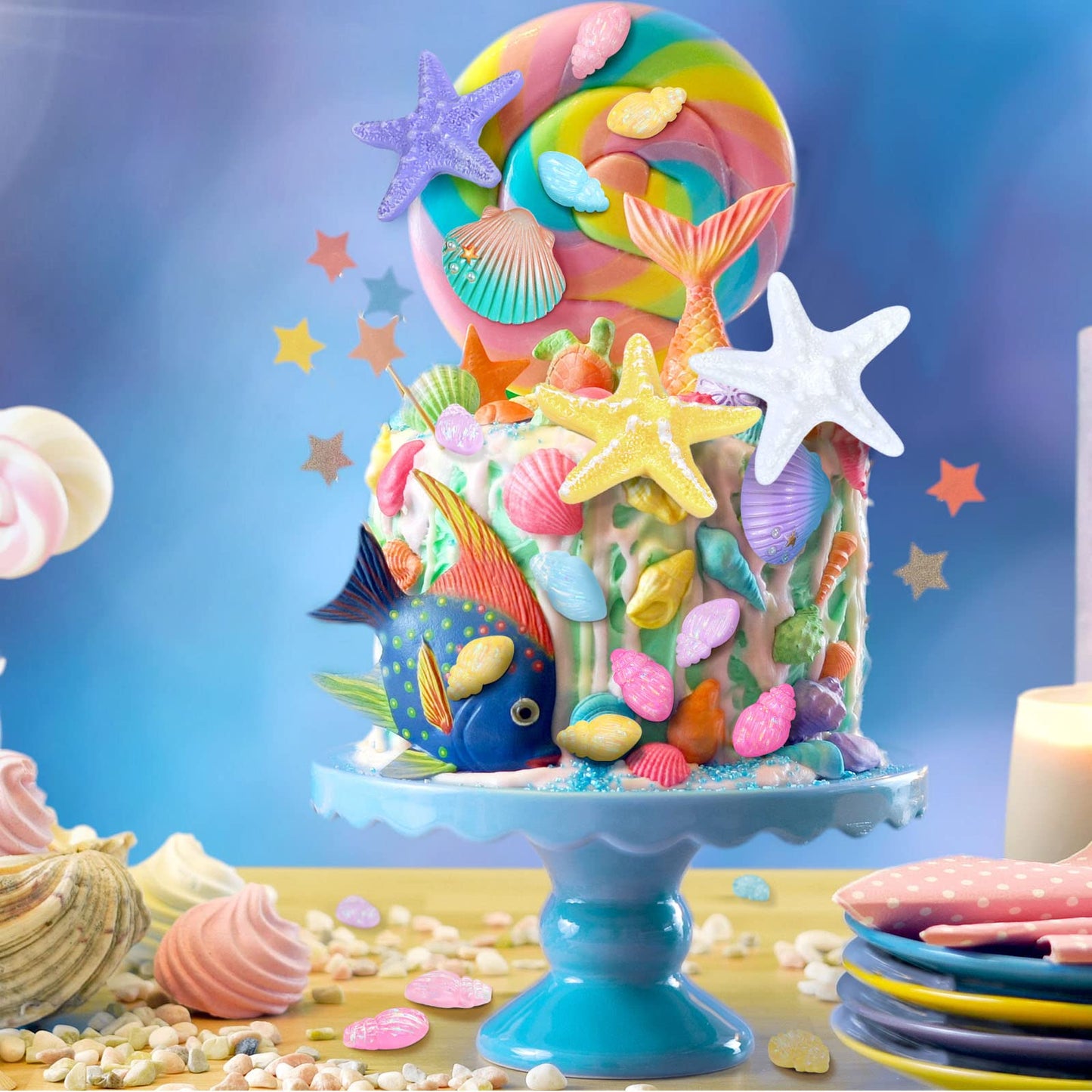 30 Pieces Seashells Starfish Conch Cake Topper Mermaid Cake Decorations Seashells Starfish For Beach Theme Party Sea Creatures D