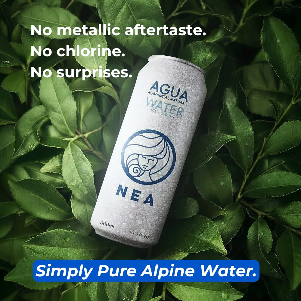 NEA Canned Water - Austrian Alps Spring Mineral Water in Aluminum Cans - Plastic Free BPA Free 16.9oz (1 Case - Pack of 12)